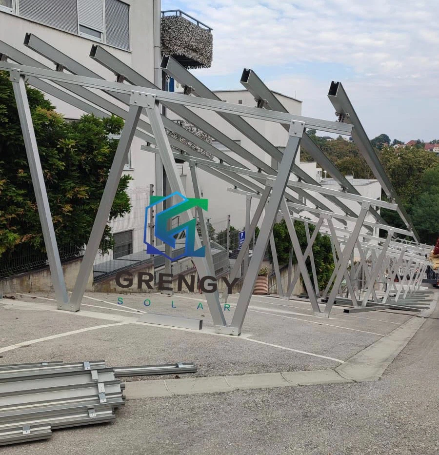 Aluminium Solar Carports & Carpark in Slope Ground