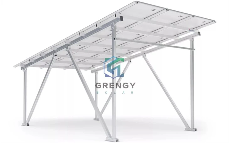 Solarni okvir za nadstrešnicu uključujući 15 solarnih panela, aluminijum, slobodna visina 2.200 mm